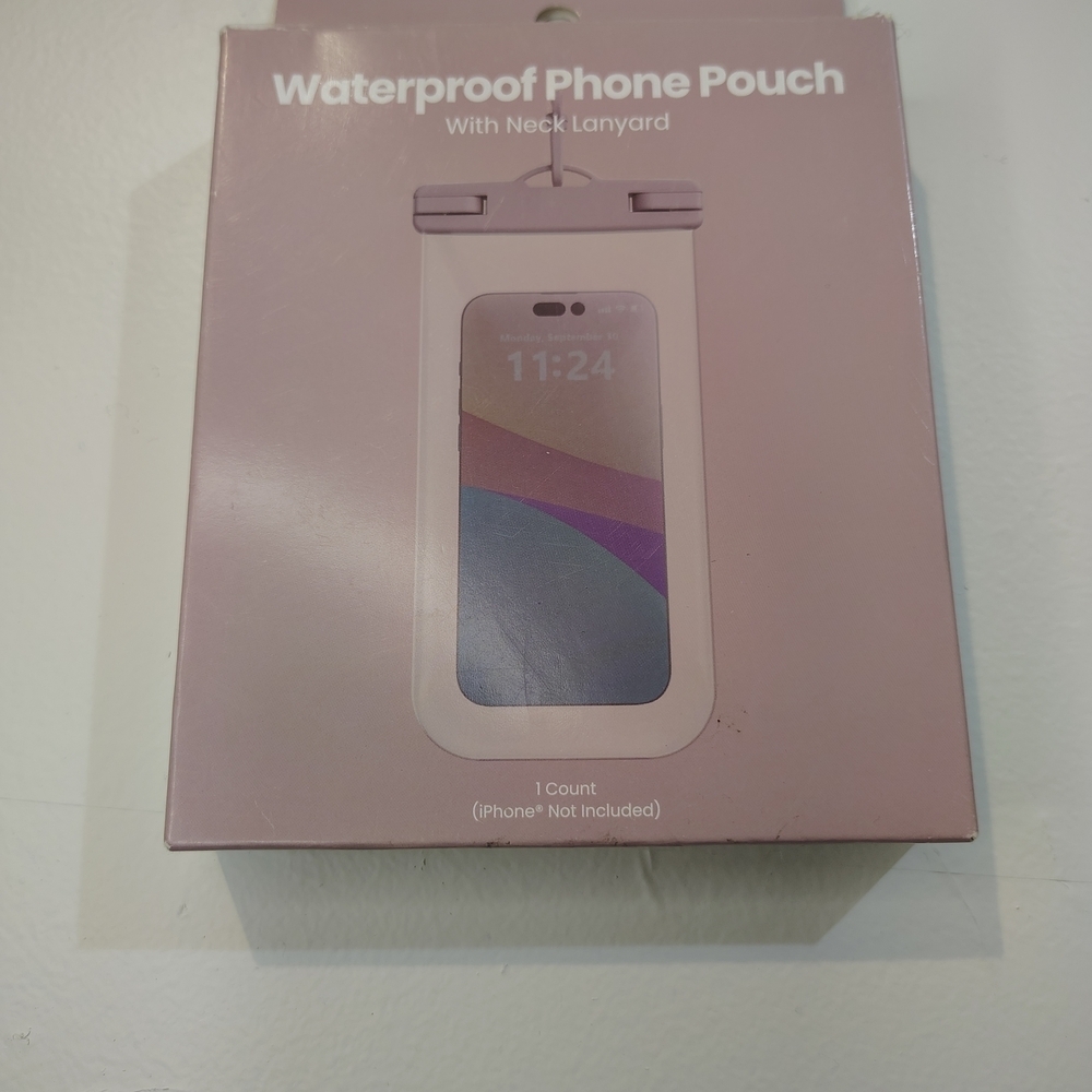 Waterproof Phone Pouch with Neck Lanyard - Pink, Universal,New.